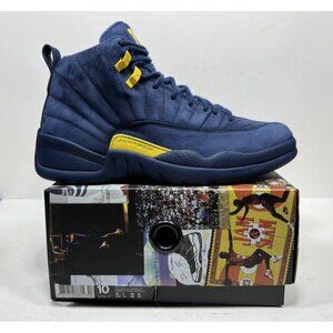 Jordan 12 Retro Michigan 2018 Men’s Size 10 Blue BQ3180-407 Shoes Sneakers